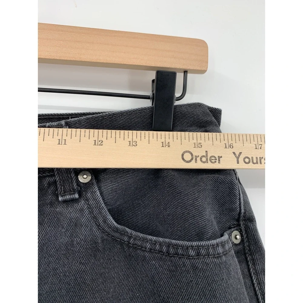 Levi 505 Jeans Mens 32x32 Black Solid 100% Cotton Distressed Straight Leg‎